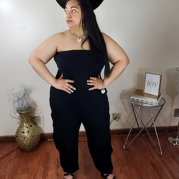 Summer Time Fine Side Slit Romper BLACK - Picture 1 of 8